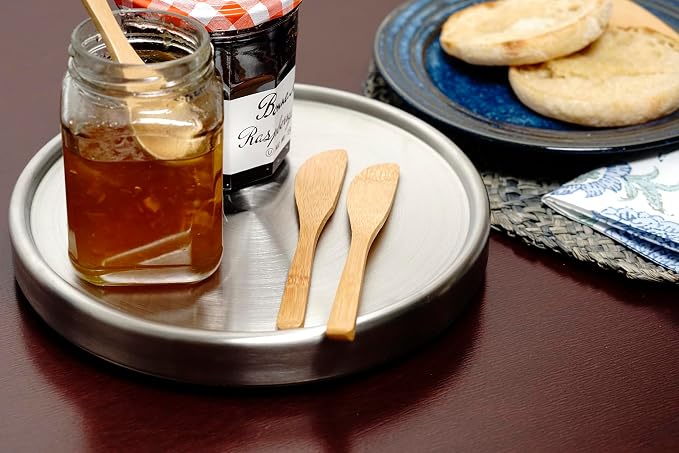 RSVP International Endurance Tool Crock Turntable Lazy Susan, Stainless Steel, 8.25" | Organize Spices & Small Bottles | Spins Easy | Handy in Cabinets or on Counters