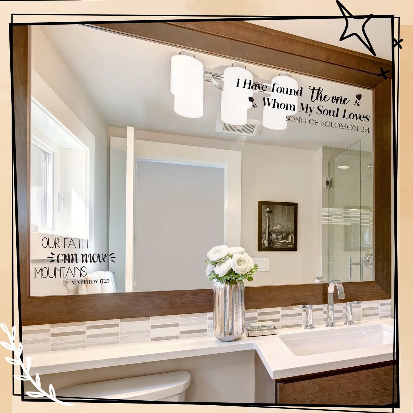 Geyoga 12 Pcs Inspirational Quote Mirror Decals Vinyl Positive Saying Affirmations Mirror Stickers Motivational Window Decals Peel and Stick for Home Office Staff Bathroom Wall Art(Religious)