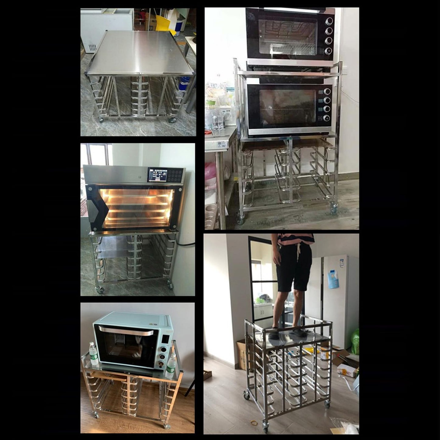 LUUYYI Bakery Bun Pan Speed Rack,Food Trays Racks Cooling carts for Commercial Baking and Bakers, Heavy Duty Stainless Steel Racking Trolley Bread Dough Pizza Baking Tray, (89.5 * 60 * 163cm