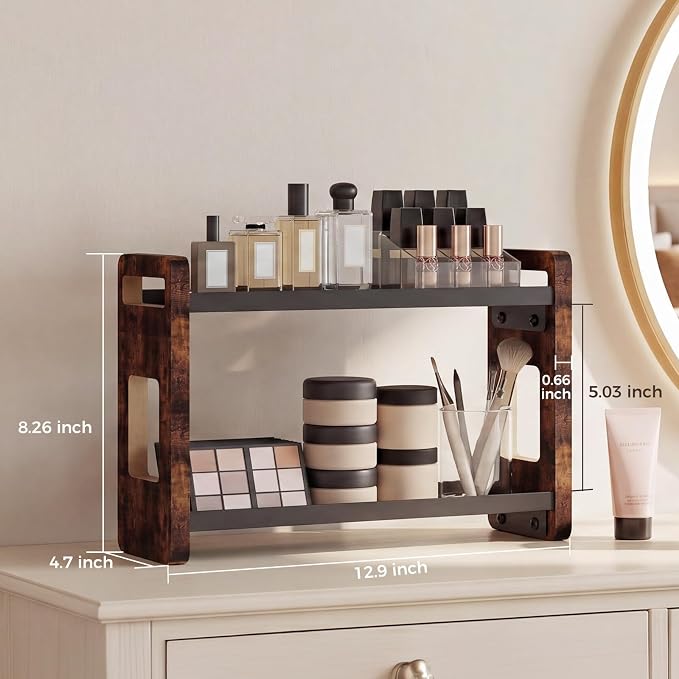 Bathroom Organizers and Storage,Bathroom Counter Organizer,Bathroom Counter Shelf,Bathroom Sink Organizer,Vanity Organizers,Vanity Storage,Perfume Display,Perfume Storages(Brown 2 Tier)