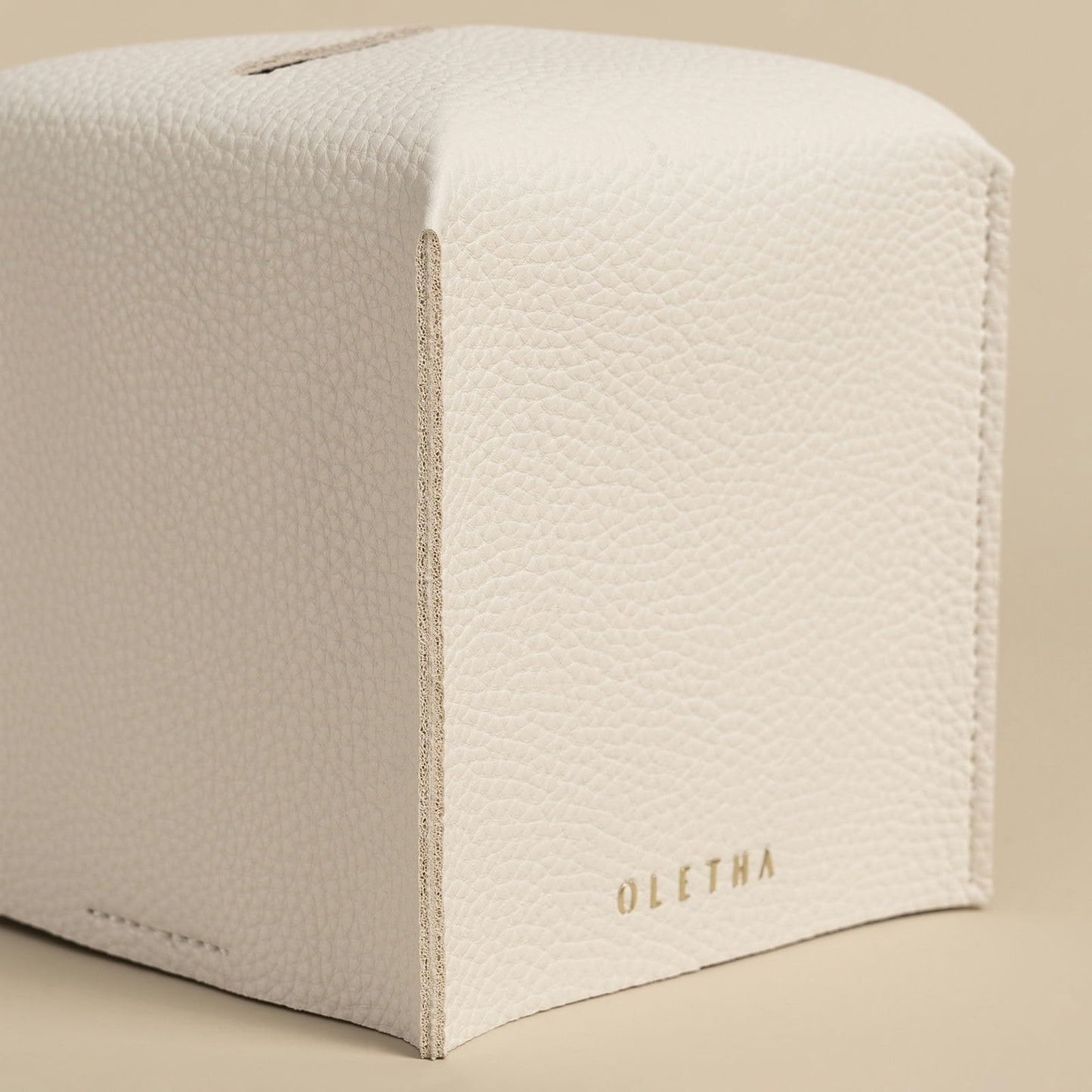 OLETHA Square Tissue Box Cover - Aesthetic Desk Decor for Room, Home & Office - Tissues Cube Boxes Holder - White