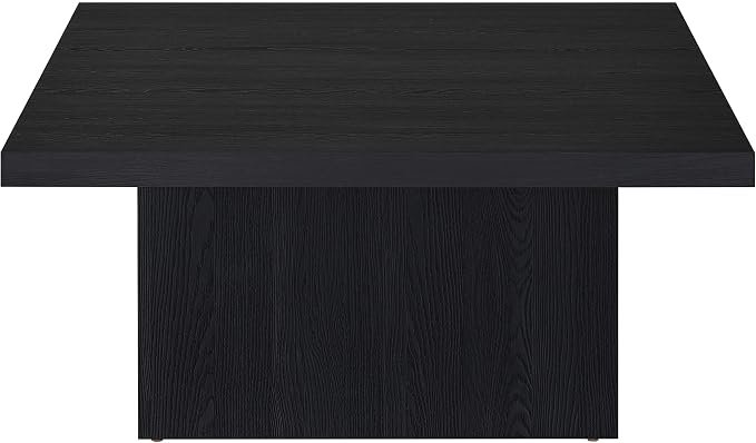 Coaster Home Furnishings - Devar - Wood - Square Coffee Table with Pedestal Base, Geometric Design and Contemporary Style - Living Room - Black - 706408