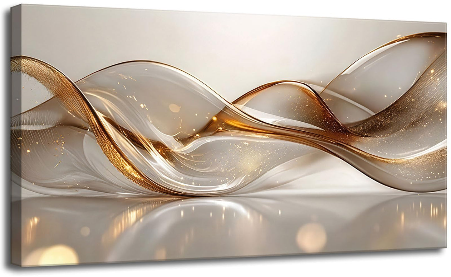 Modern Large Living Room Canvas Wall Art Gold Abstract Lines Decor painting Pictures Transparent Wave Neutral Posters Prints for Bathroom Bedroom Office Hallway Home Decoration