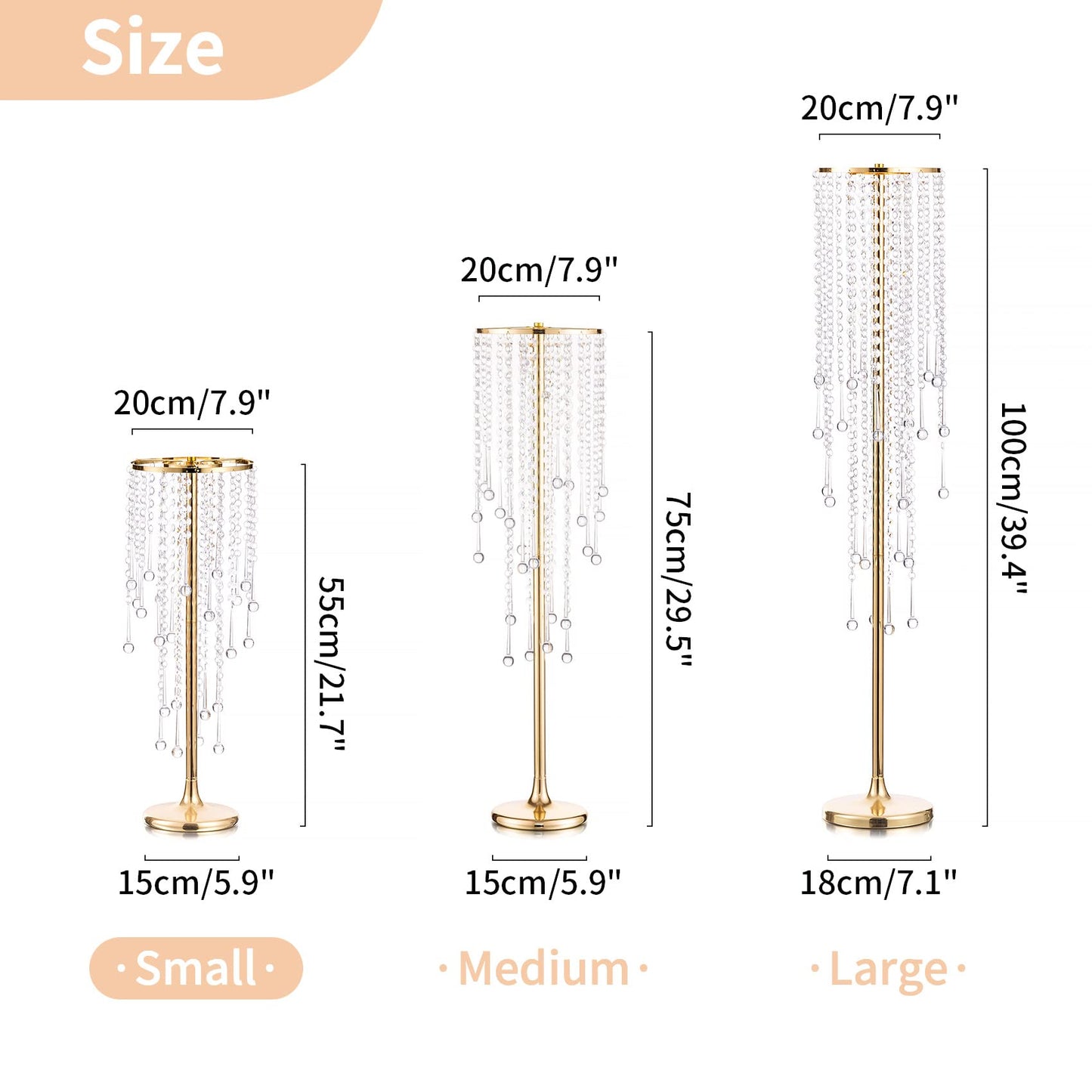 NUPTIO Gold Vases for Centerpieces Wedding - 10 Pcs 21.7in Tall Vase Centerpieces for Tables - Chandelier Flower Stand Bulk
