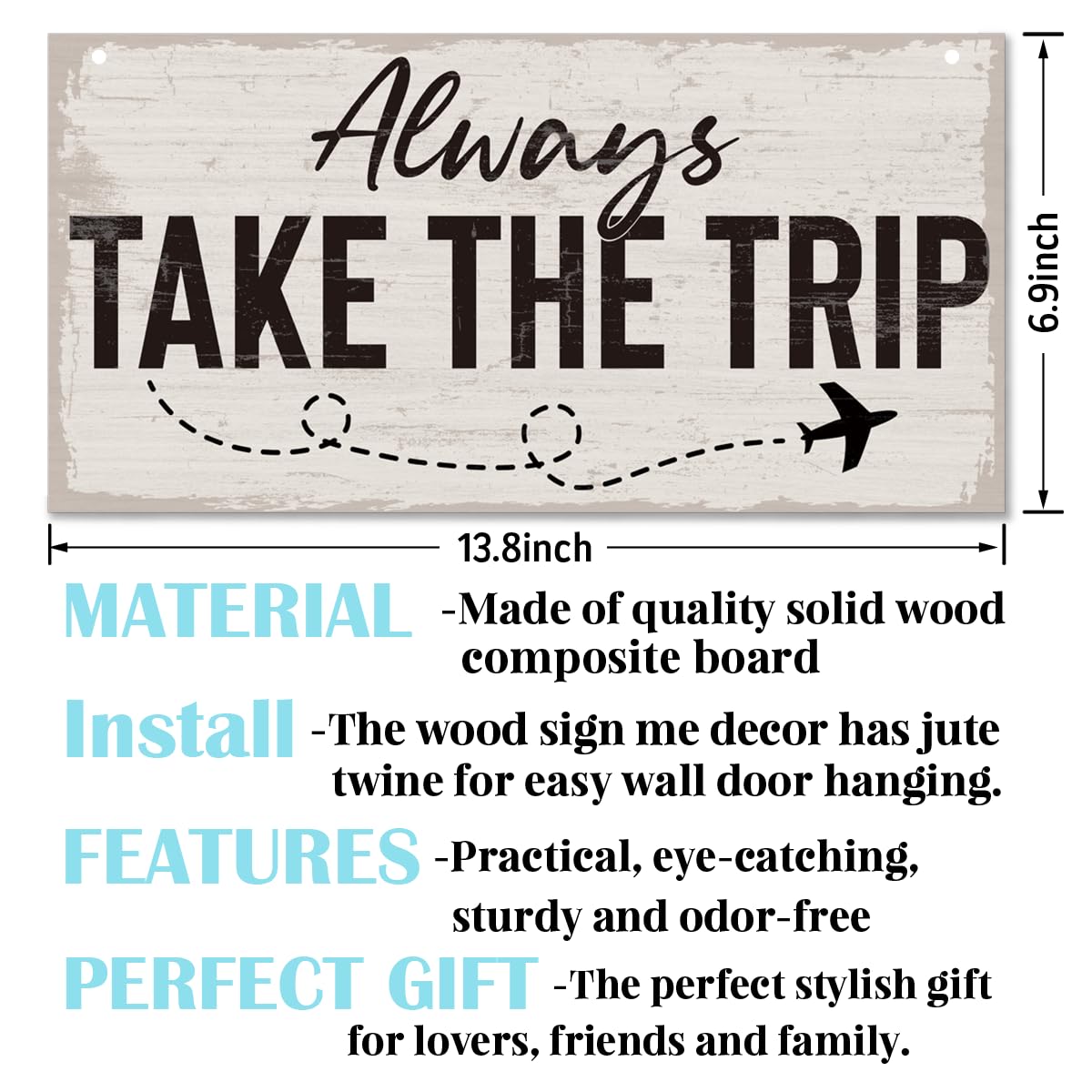 Traveler Theme Wooden Hanging Sign, Always Take The Trip, Inspirational Gift, Adventurer Gift, Inspirational Wooden Hanging Wall Decoration, Funny Home Wall Decor 7x14 Inches