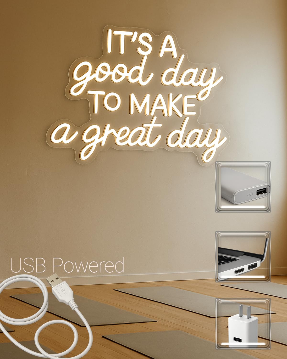 Motivational Neon Sign, LED Wall Light Warm White Glow for Bedroom, Office, Classroom, Home Decor, Gift Idea