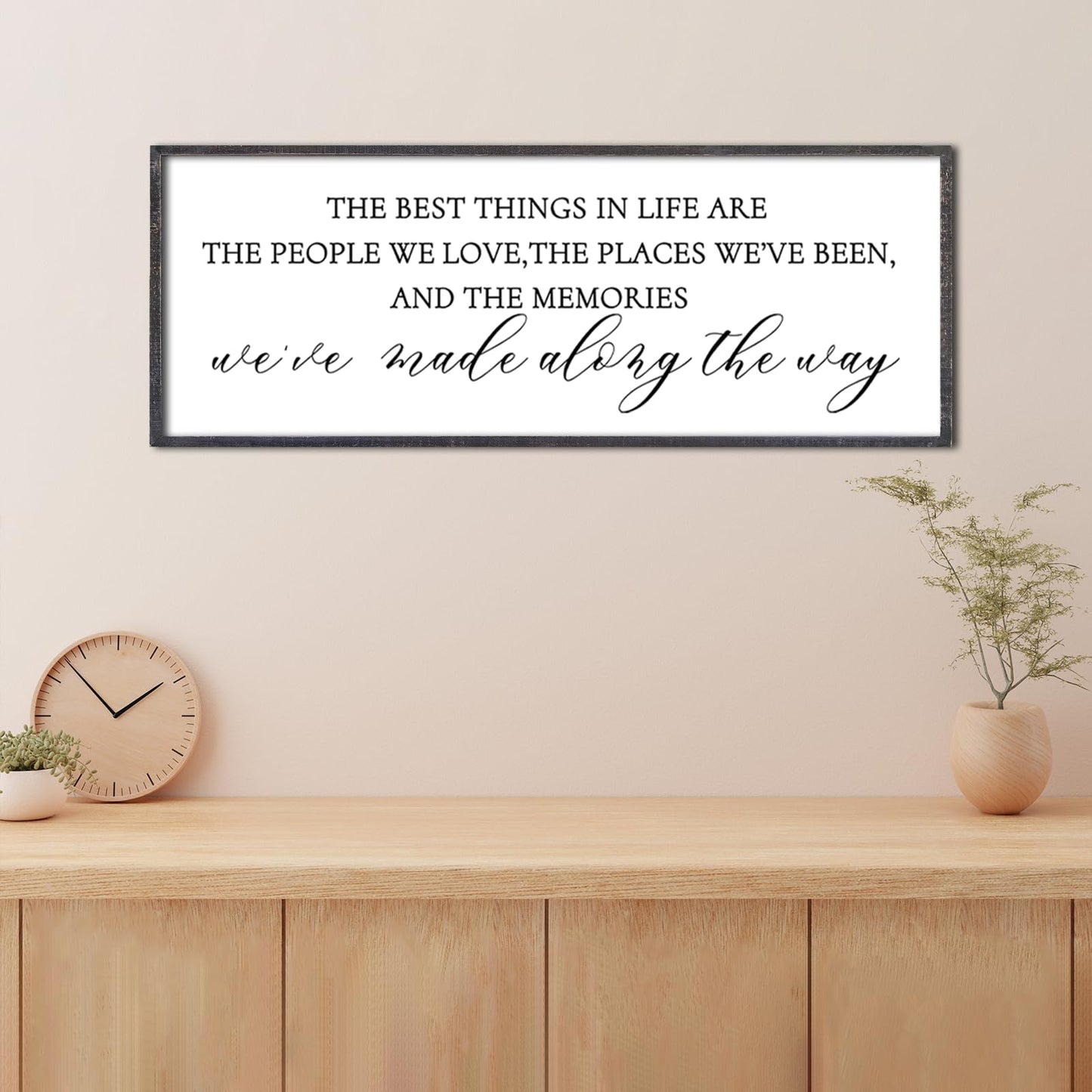 LuZhiQiang The Best Things in Life Wall Decor Sign 32 x 12 Inch Memories Inspirational Quotes Wood Framed Family Entryway Living Room Home Wall Art for Farmhouse Bedroom Room (Black)