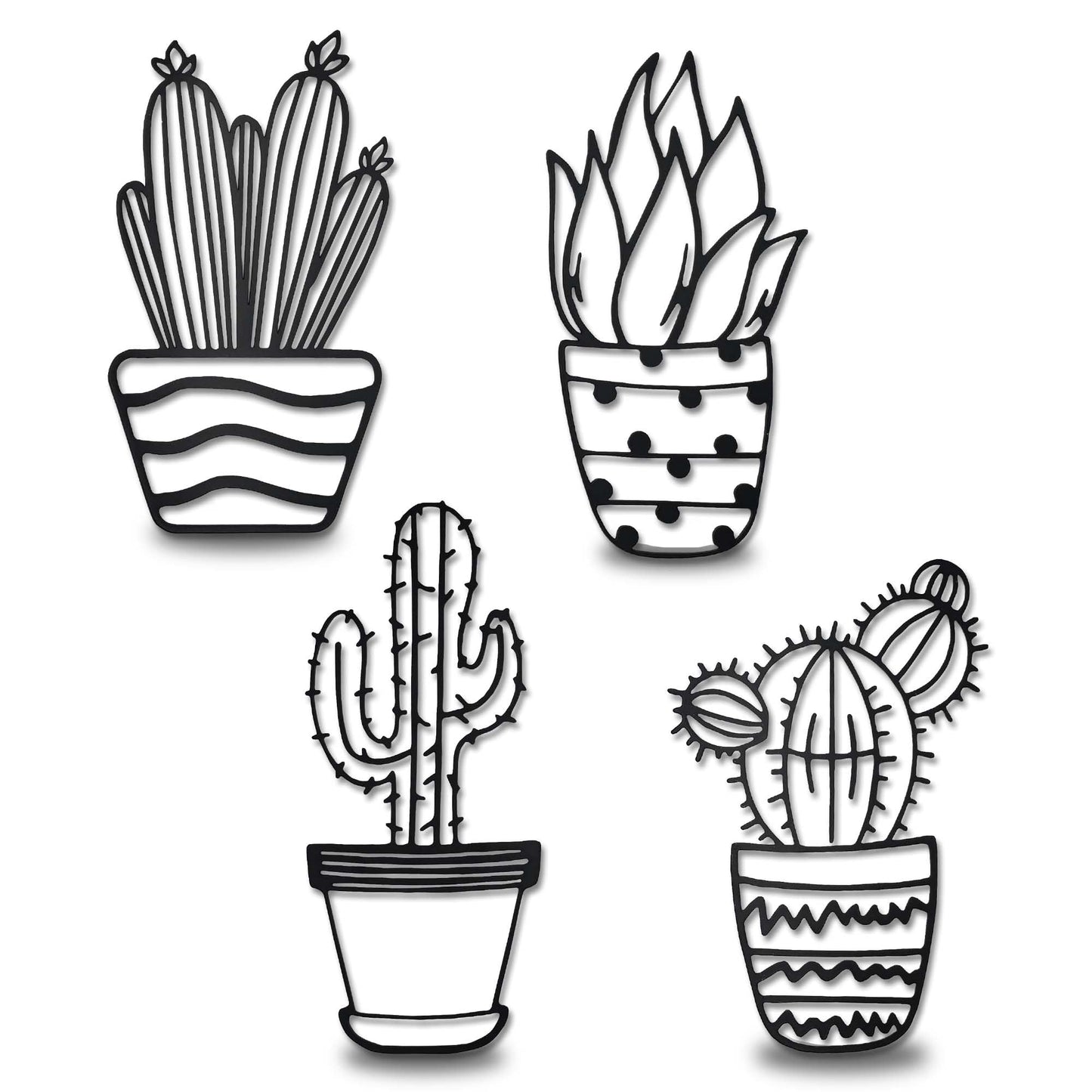 4 Pieces Western Decor Cactus Decor Natural Themed Metal Wall Decors Plant Modern Metal Wall Art for Home Living Room Bathroom Office