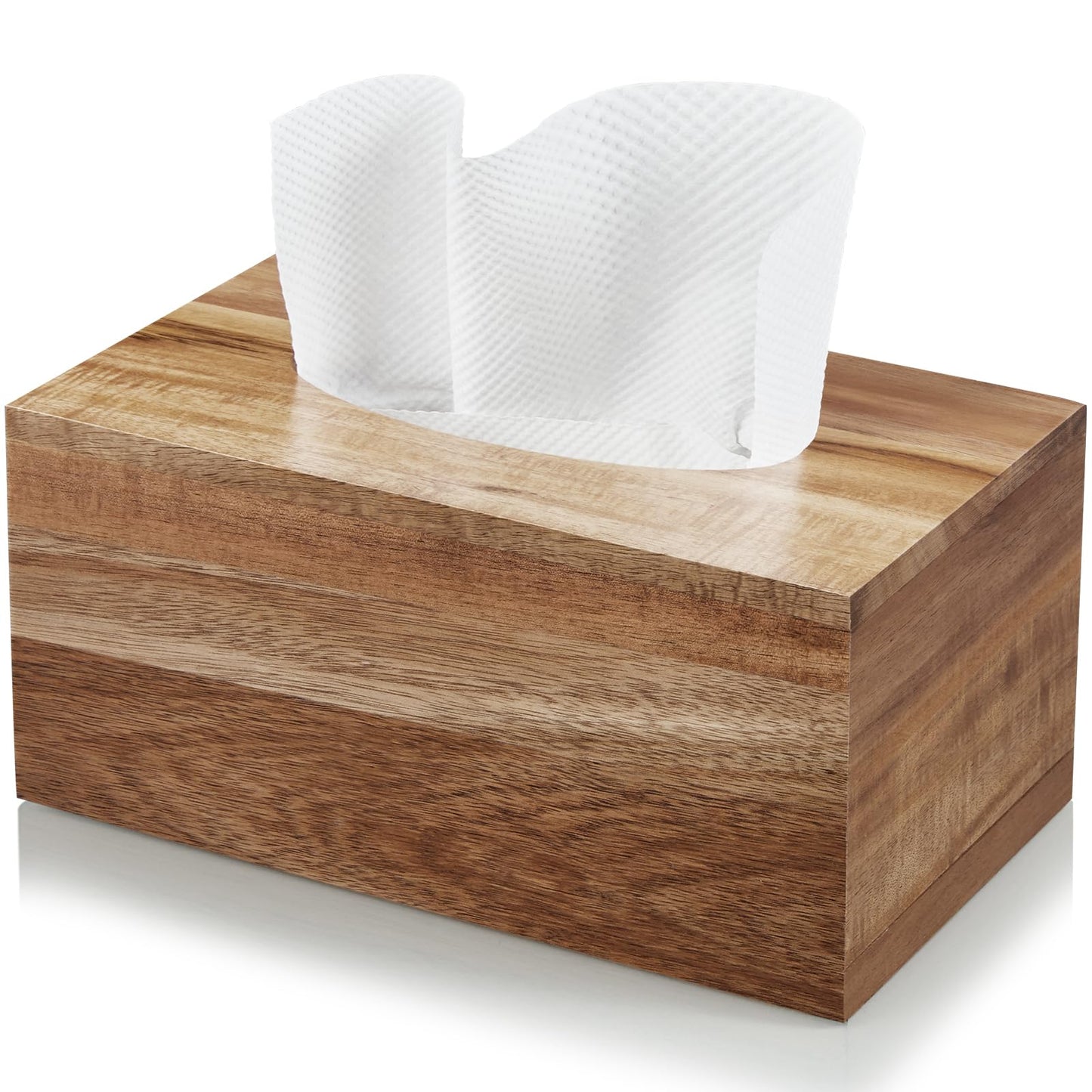 ALELION Rectangular Tissue Box Cover for 120, 160 Count Box - Acacia Wood Rectangle Tissue Box Holder - Decorative Facial Cube Tissue Box Cover for Tabletop Night Stands Bathroom Office