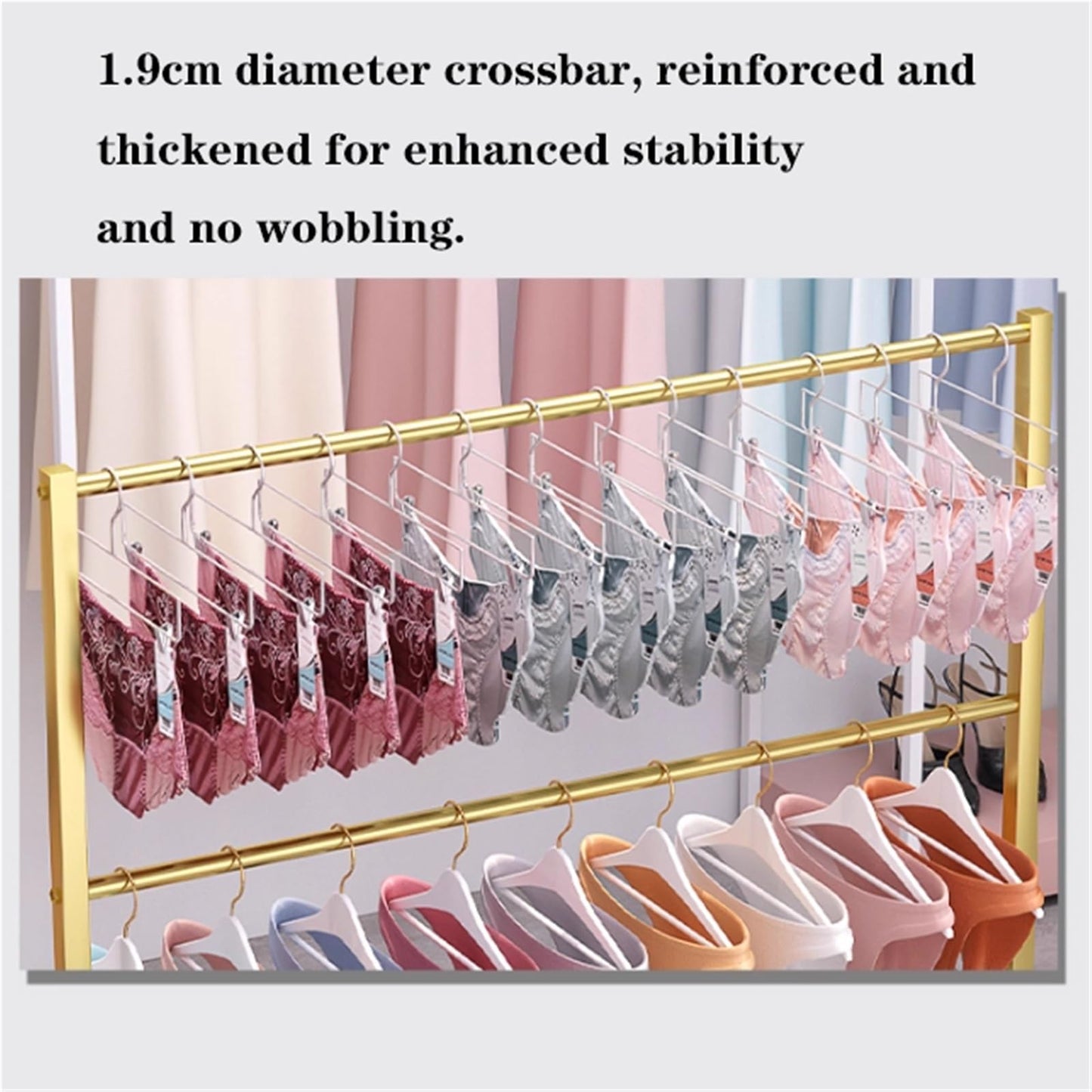 Mobile Lingerie Bra Rack Swimsuit Organizer Hanger, Anti-Slip, Underwear Display Stand with Wheels, Commercial Clothing Store Shelf, for Shorts,Hats, Sock, 3 Tier(White,80 * 40 * 130cm)