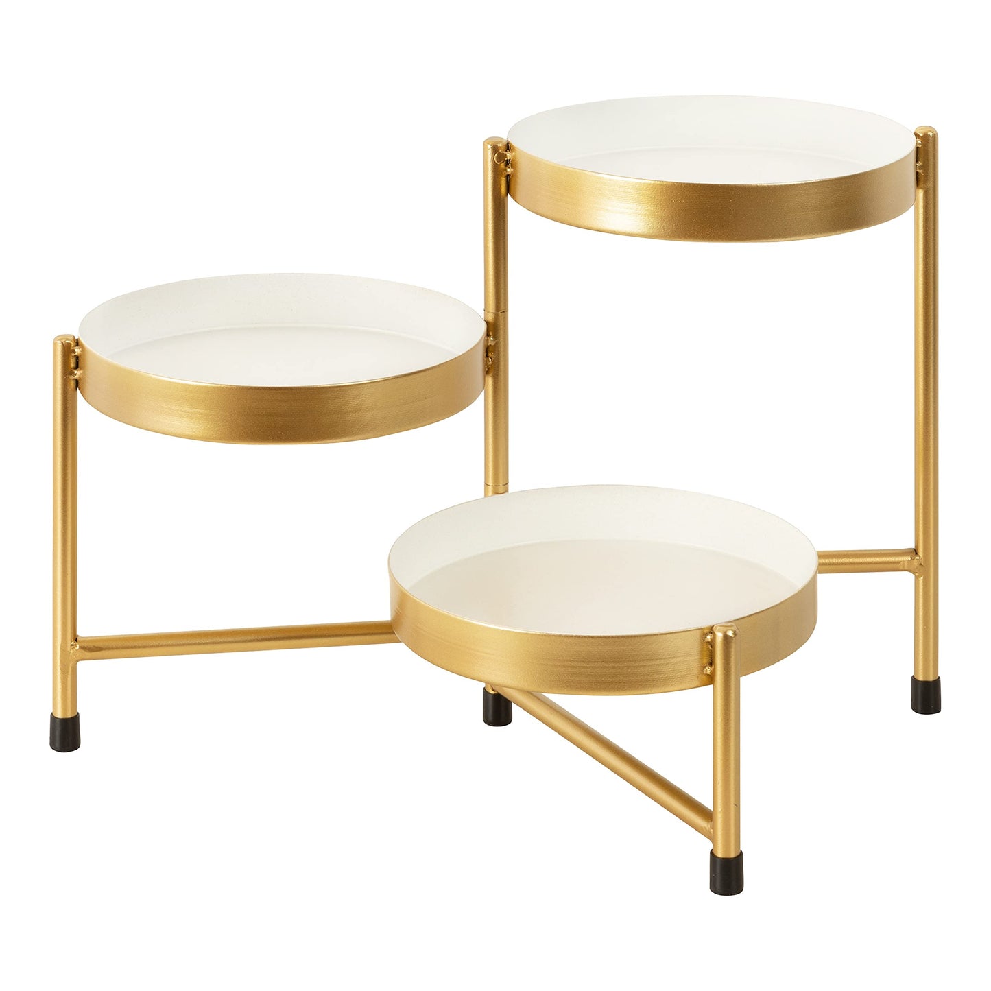 Kate and Laurel Finn 3-Tiered Plant Stand; 7.25 x 7.25 x 10; White and Gold; Decorative Layered Tabletop Plant Stand for Display and Storage