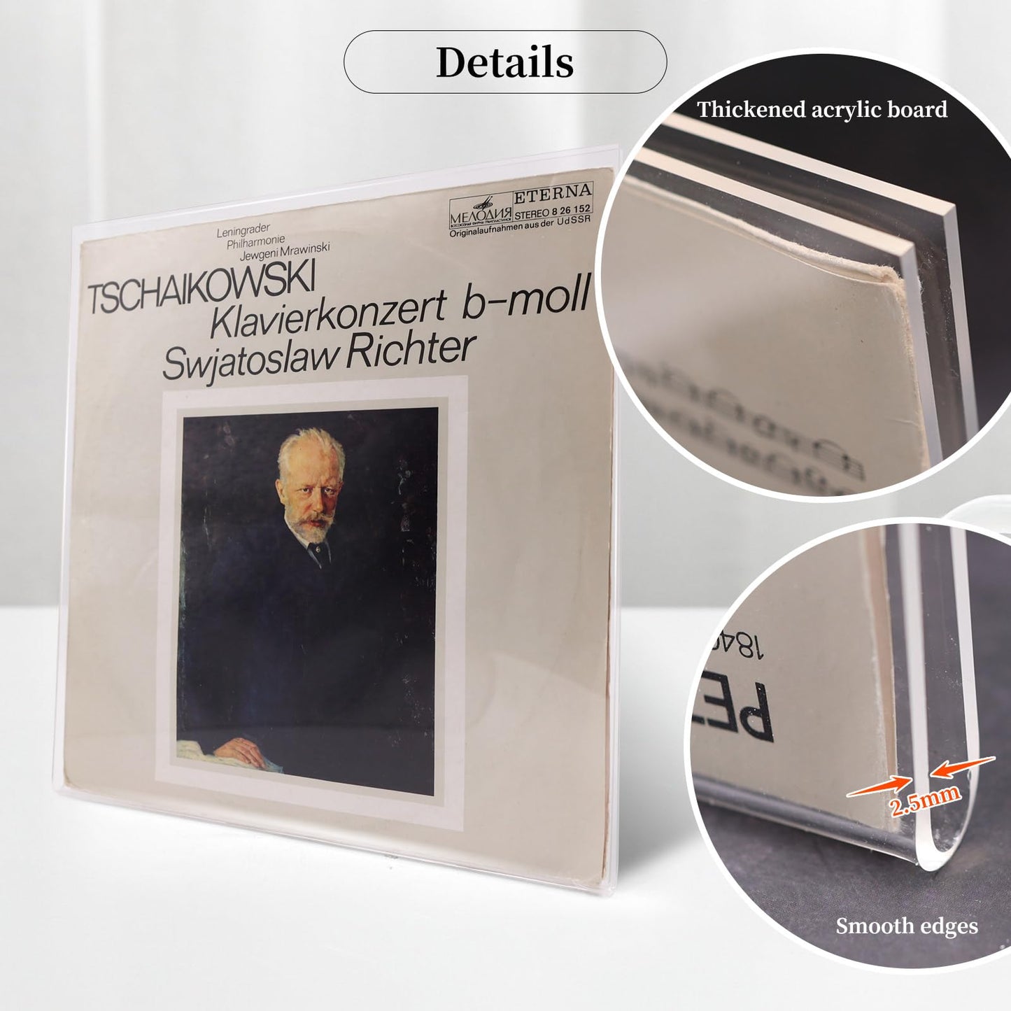 YSUFAGNR Vinyl Display Frame Floating Acrylic Album Frames 12.9 x 12.6 Inch Clear Wall Mount Display Holder for Single Lp Album Cover, 1 Piece