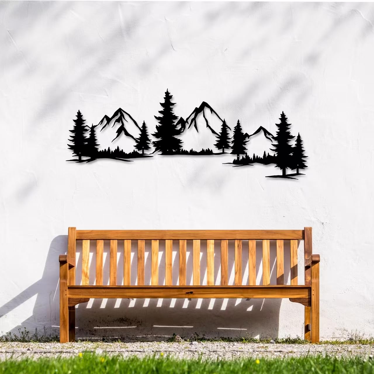Xedatric 15.35 * 44.09 Inchs Mountain and Forest Metal Wall Decor, Horizontal Wall Art Nature Landscape, Large Metal Wall Art Evergreen Trees Forest Wall Decor,Housewarming Gift