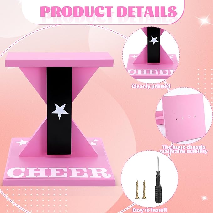 Chunful Cheerleading Balance Trainer 12.2 x 13.19 Inch Wood Wooden Cheer Stunt Training Stand Equipment Cheer Flyer Stand for Flexibility Core Strength and Coordination Training