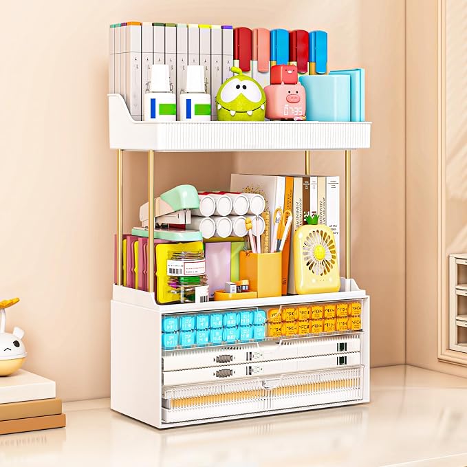 caktraie 12.2" W Makeup Organizer Drawers - 5 Tiers Bathroom Counter Organizer, Cosmetic Storage Drawer for Dresser Countertop and Bathroom Vanity for Large Skincare, Perfume, Clear