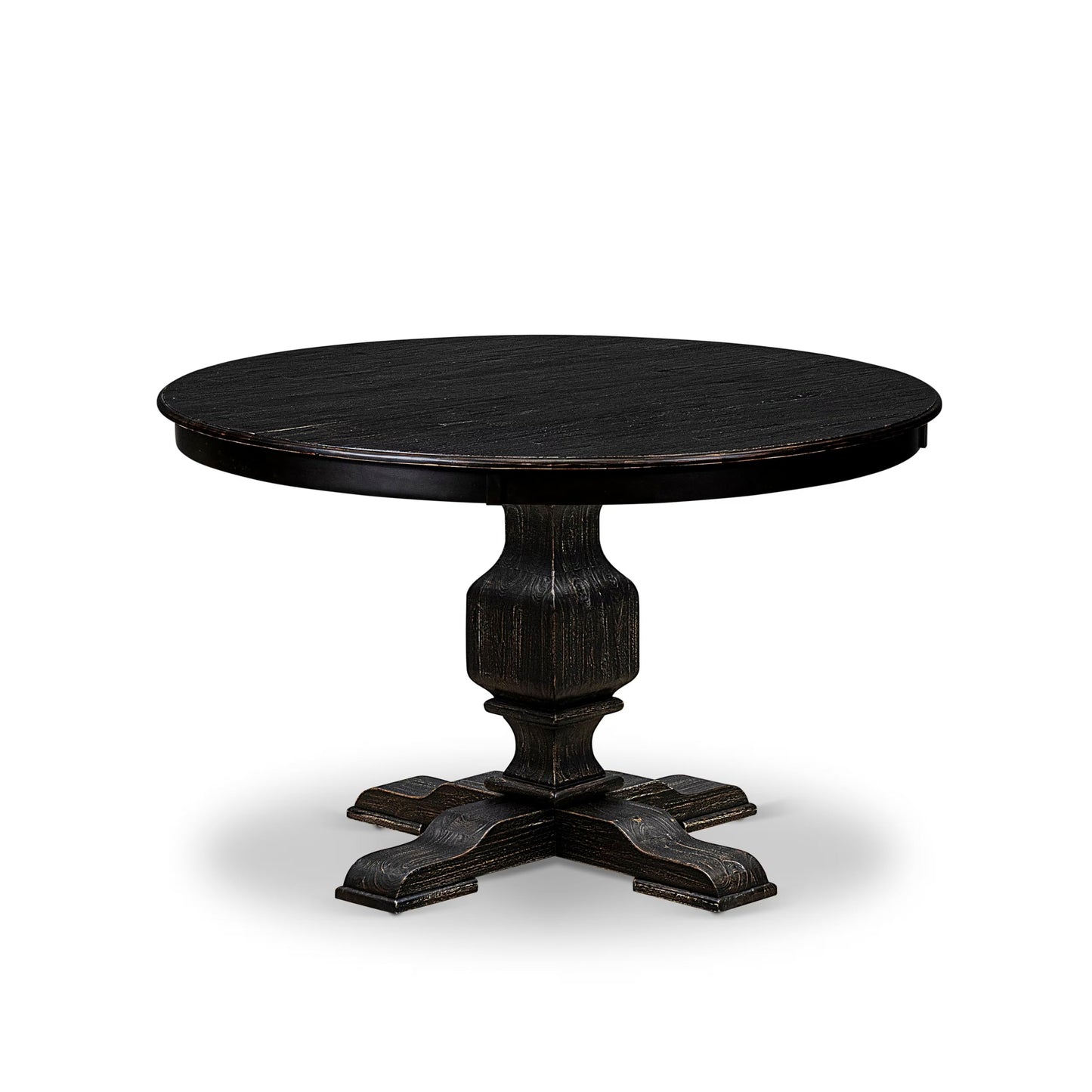 Luxe by East West Furniture FE3-11-TP - Modern Dining Table with Acacia Wood Round Tabletop, Sand Blasted Black Finish