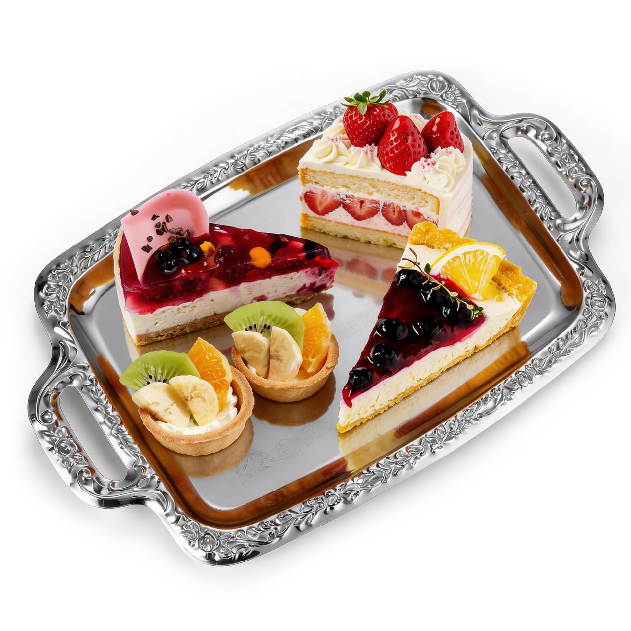 Cabilock 1Pc Elegant Metal Serving Tray Multi Purpose Dining Tableware for Food Storage Nordic Style Plate for Home Kitchen Living and Dining Use