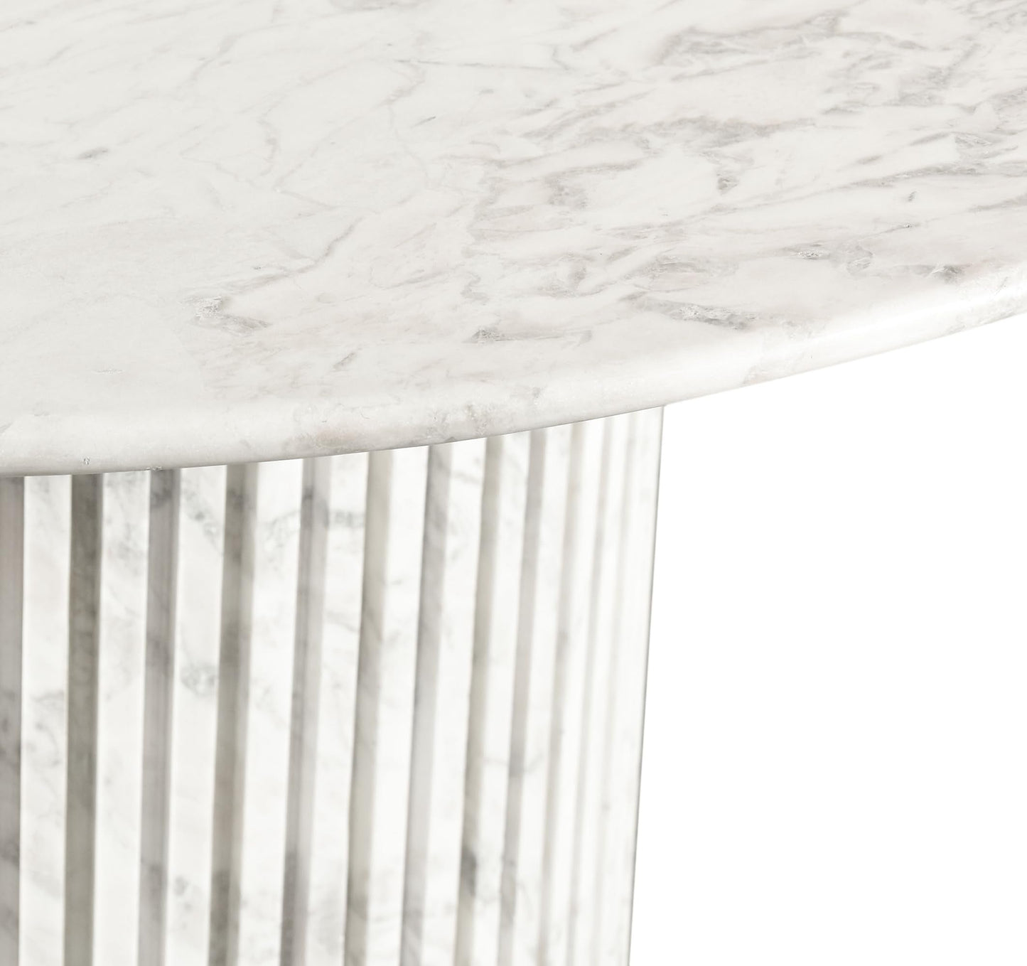 Meridian Furniture 248White-DT48 Genoa Collection Art Deco Dining Table with Handcrafted Genuine Marble, White Marble with Light Grey Veining, 48" W x 48" D x 30" H, White