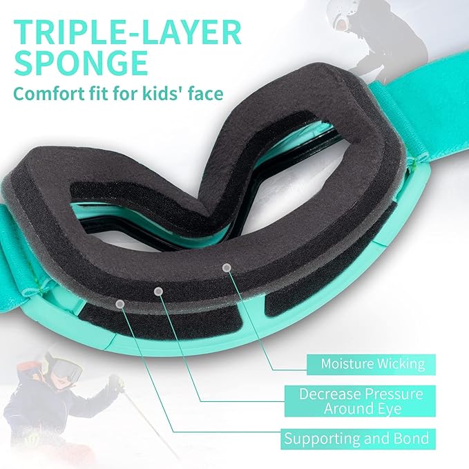 Freela Kids Ski Snowboard Goggles for Toddler(3-14) Youth Anti Fog Anti UV Goggles Girls Boys Snow Skiing Equipment