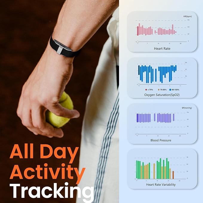 Smart Health Wristband, Screenless Smart Bracelet, Pedometer, Wearable Activity and Fitness Tracker, Free App, IP68 Waterproof (Rose Gold)