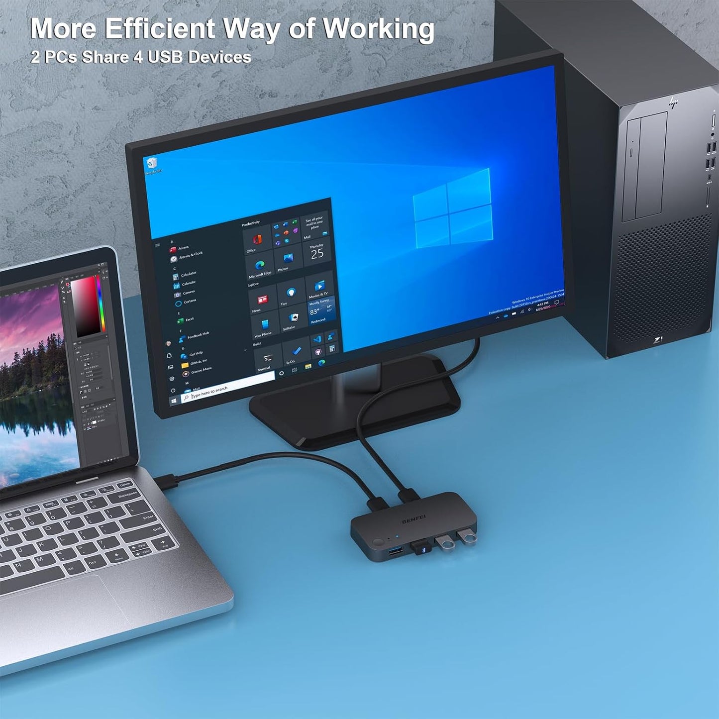 3.0 2 4 BENFEI USB Switch, USB Switch Computers Share USB for PC, Mouse, Keyboard, Printer, Scanner, USB KVM Switch
