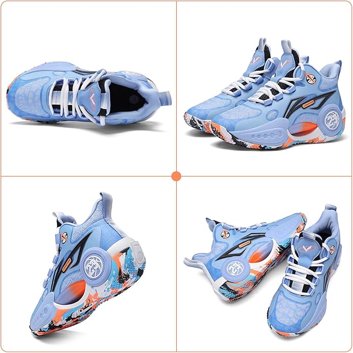 JMFCHI Kids Basketball Shoes High-top Sports Shoes Sneakers Durable Lace-up Non-Slip Running Shoes Secure for Little Kids Big Kids and Boys Girls