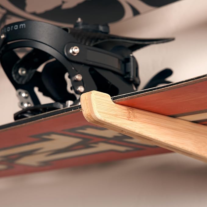 Bamboo Snowboard Wall Mount ??Horizontal Snowboard Rack for Display or Storage ??Durable Wall Hanger for Snowboards ??Holds
