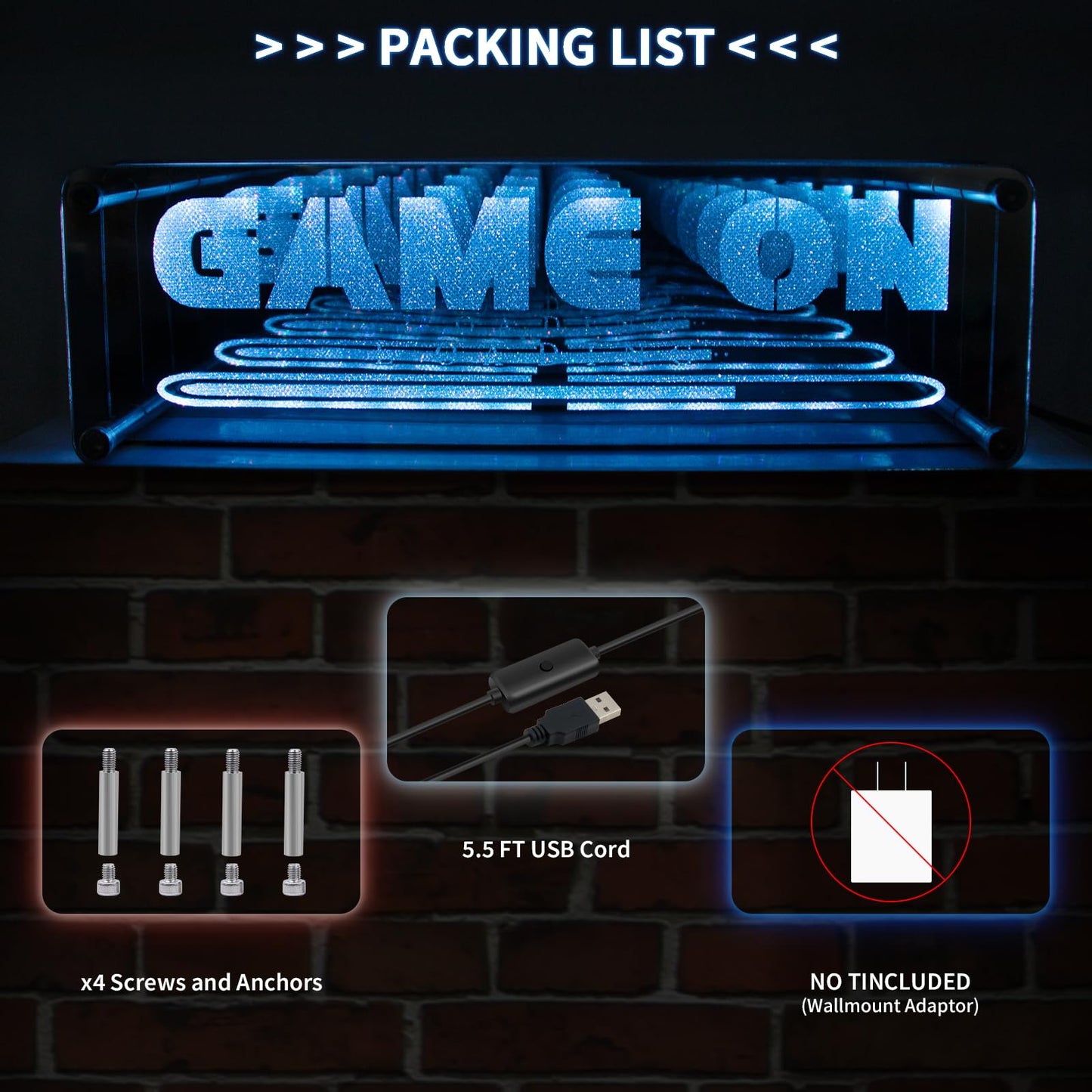 Gaming Neon Sign Game On Neon Lights LED Gamer Room Decor Gaming Desk Accessories for Teen Boy Room | Gamer Gifts for Boys & Kids | Usb Powered, Bluetooth APP Control, Music Sync & 210 Scene Modes