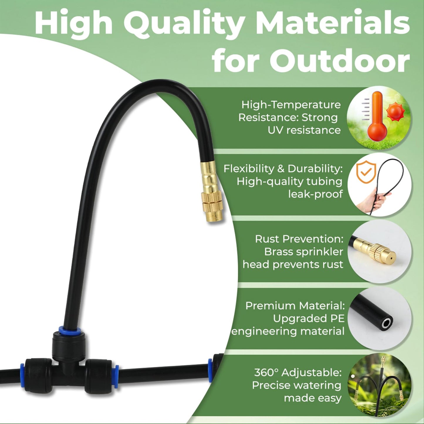Misting Drip Irrigation System for Garden: 33FT Automatic Kit Part with Sprinkler Mister 1/4" Tubing Hose for Water Raised Bed Plant Outdoor Greenhouse Lawn Flower Potted