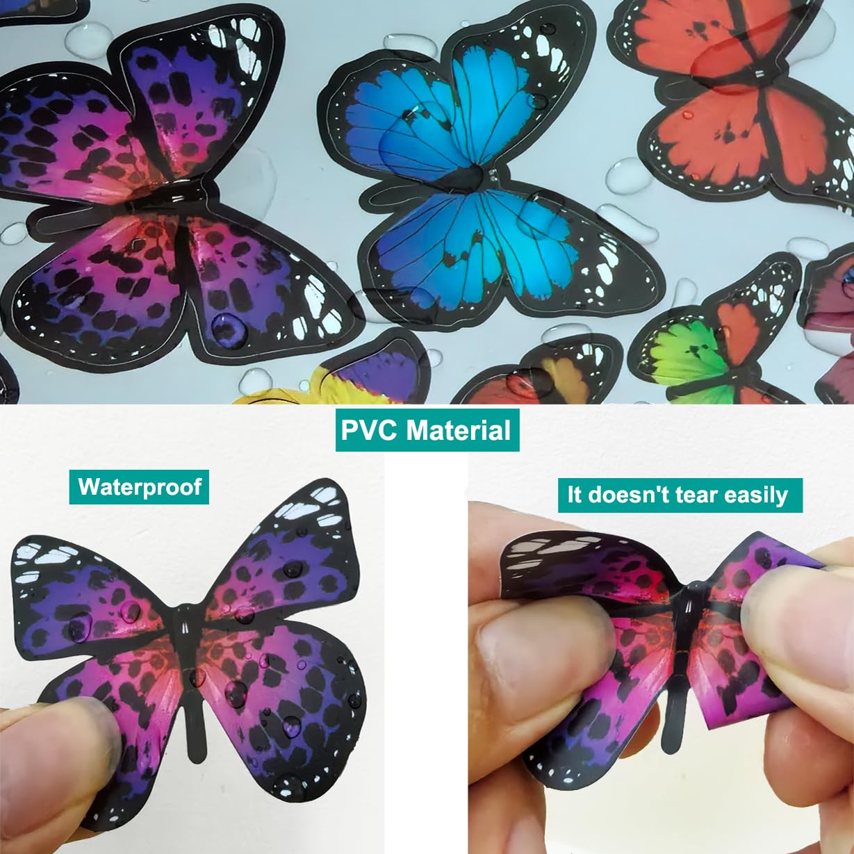 Tianorcan 43 PCS Butterfly Wall Sticker 3D Butterflies Decor Decals for Removable Mural Stickers Home Bedroom Decoration
