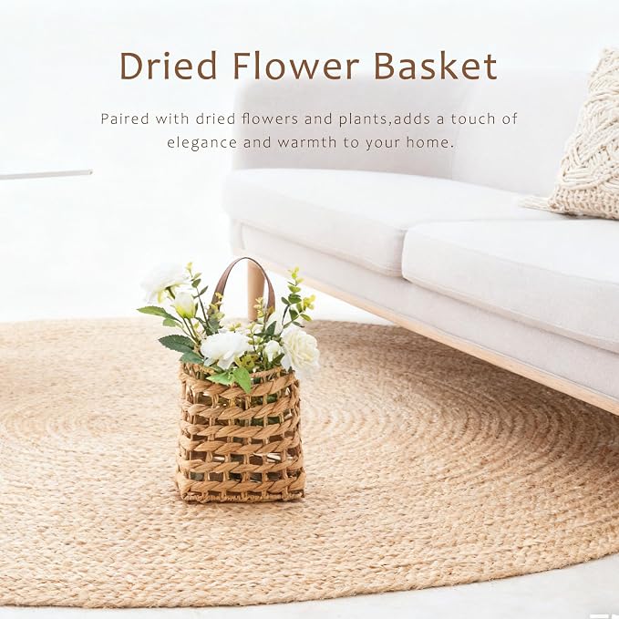 Wall Hanging Basket Decorative Boho Mounted Organizer Dried Flower Plants Front Door Basket for Garden Farmhouse Home