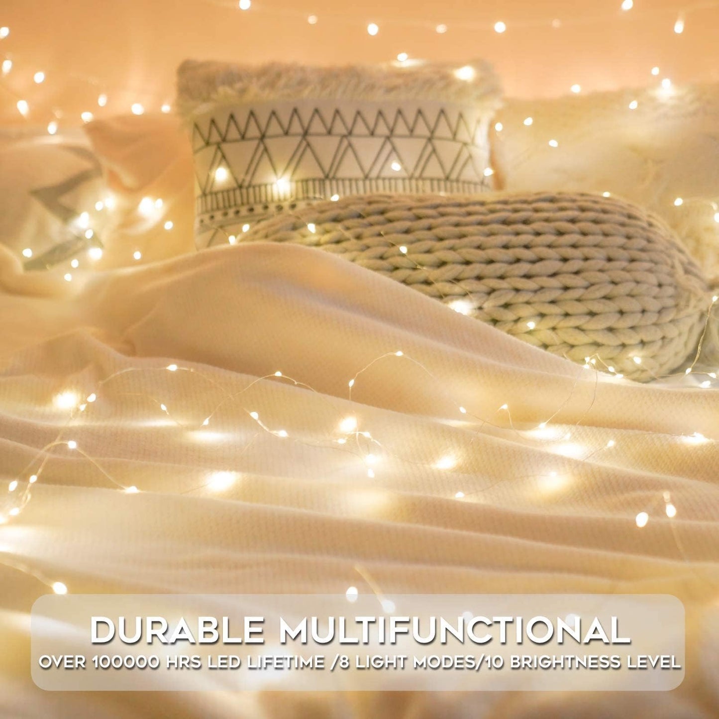 suddus Fairy Lights Battery Operated with Remote, 33ft 100 LED Dimmable Twinkle Lights with Timer, Waterproof Copper Wire String Lights for Bedroom, Christmas, Tree, Indoor Outdoor Decor (Warm White)