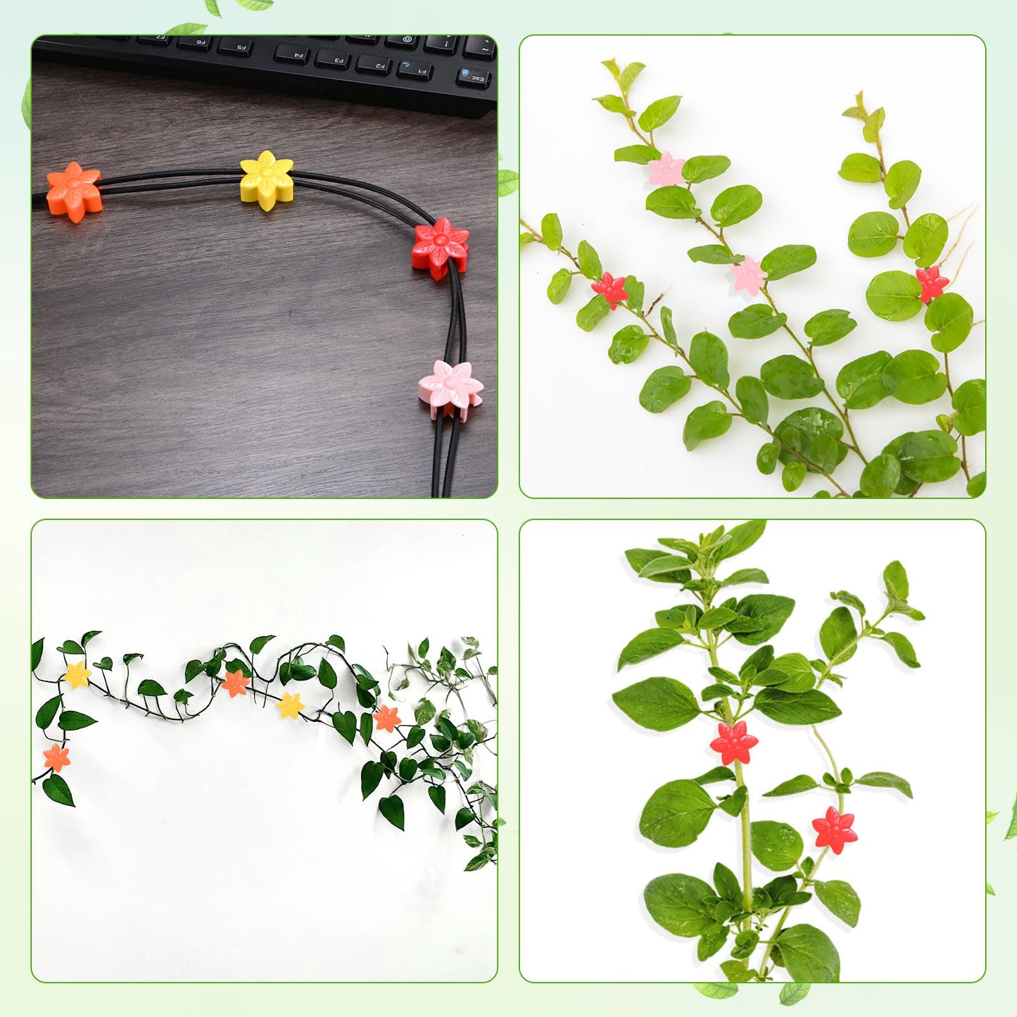 M METERXITY 20 Pack Plant Wall Clips, Self-Adhesive Plant Climbing Wall Clips Fixer with Acrylic Adhesive Sticker for Vine Support/Indoor/Outdoor Decor [Plum Blossom-Pink]