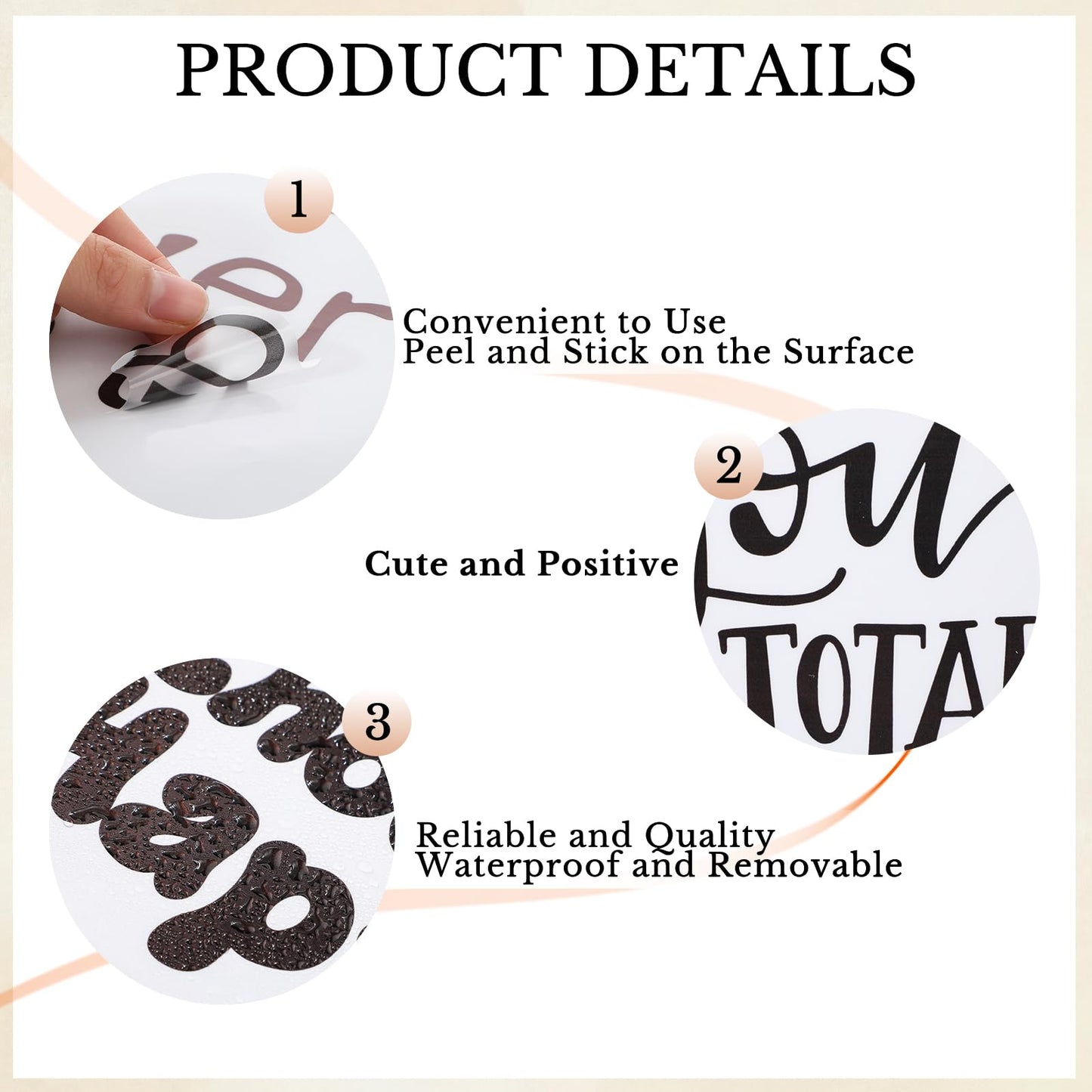 10 Pcs Inspirational Wall Decals Peel and Stick Vinyl Positive Quotes Wall Decor Removable Waterproof Motivational Window Stickers for Bedroom Office School Classroom Living Room Bathroom