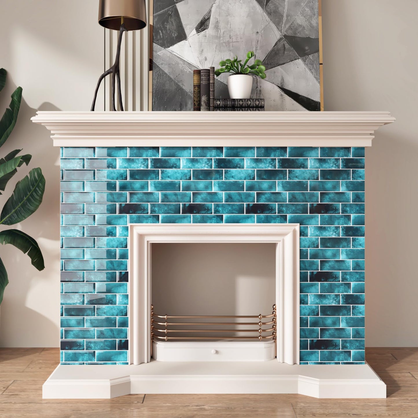 Wallercity Marble Blue Peel and Stick Backsplash Glossy Wall Tile Stickers Vinyl Self Adhesive Stick on Subway Tile Back Splash for Kitchen Bathroom 12''x12'' Waterproof 3D Art Wall Tiles Decor 10PCS