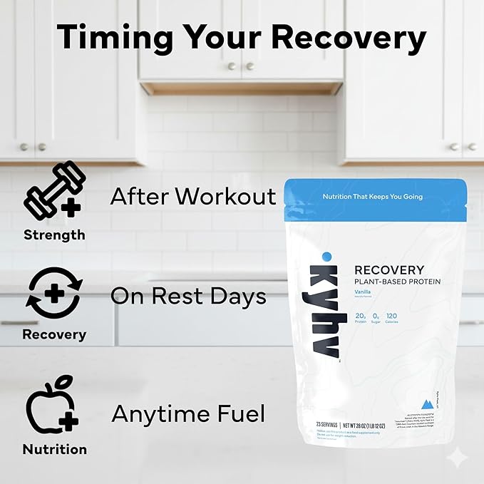 Recovery Plant Based Protein Powder, Vanilla Flavor - 20g Complete Vegan Protein, 0g Sugar, 120 Calories, Supports Muscle Recovery & Strength, Dairy Free, Gluten Free, 28 oz Bag