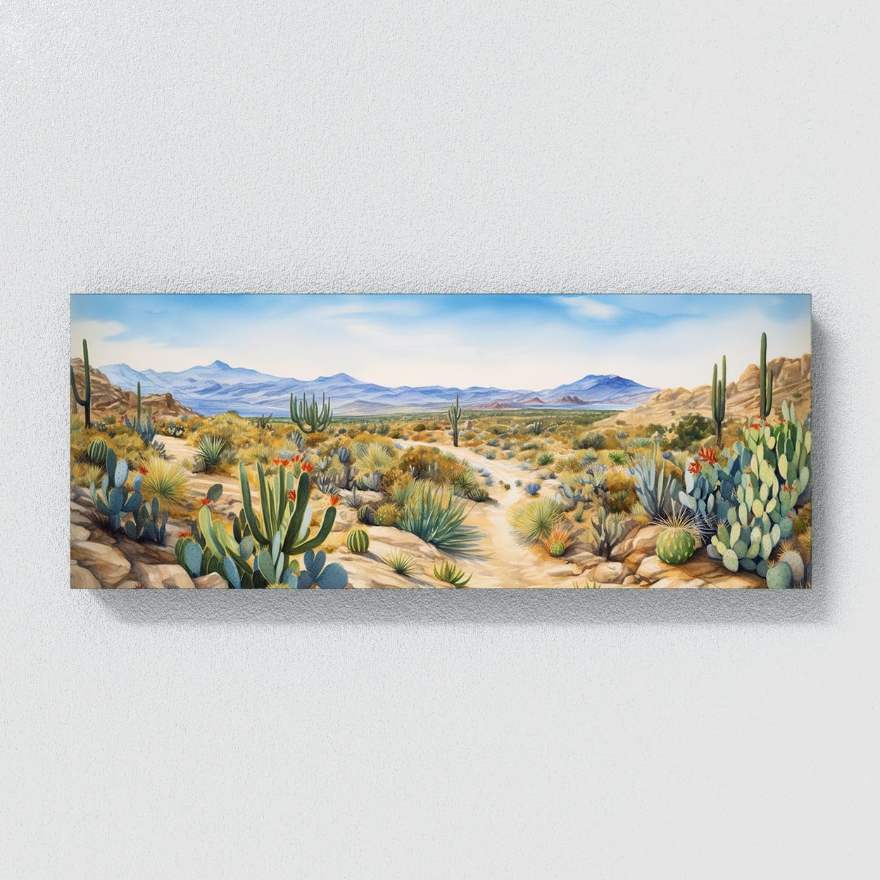 Sense Canvas Desert Landscape Watercolor 1 Canvas Art - Home Decor Wall Art Print Poster Painting Large 40x16 / 0.75"