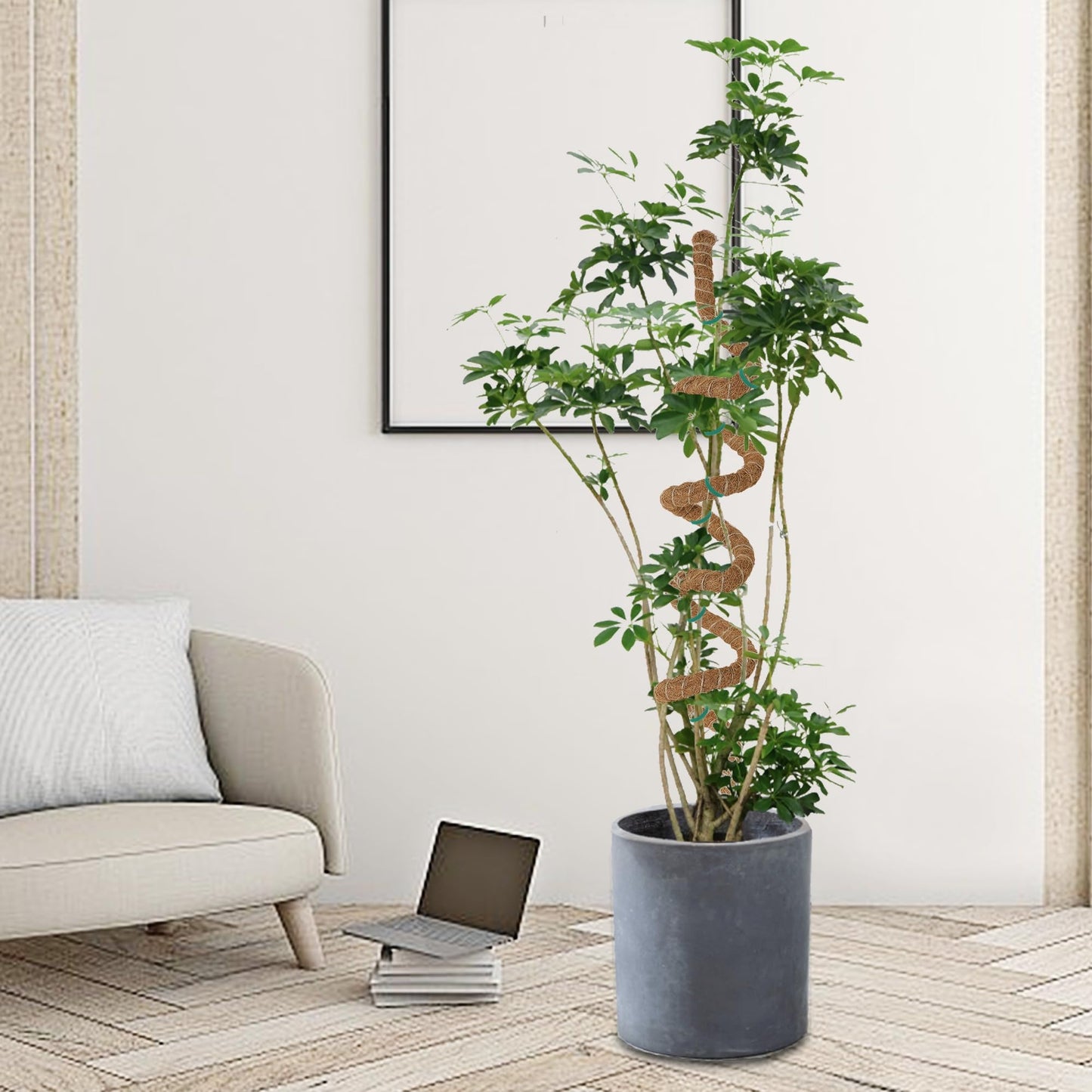 Glory Island 63 Inch Moss Pole Monstera Plant Support, Coir Totem Pole for Indoor Plants, Tall Bendable Plant Climbing Stake with Jute Rope, Long Plant Pole Sticks for Pothos Live Plant