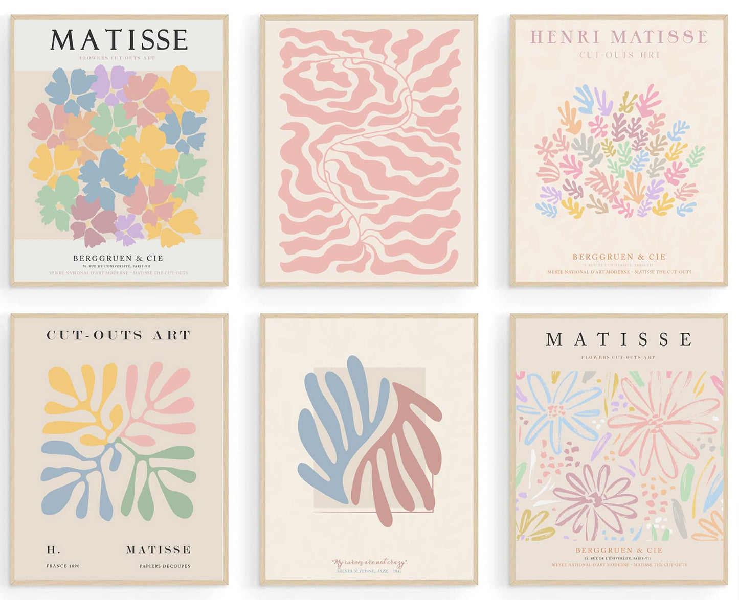 KBKBART Henri Matisse Posters, Danish Pastel Room Decor Aesthetic, Abstract Matisse Wall Art, Minimalist Flower Boho Art Prints, Gallery Wall Decor (8x10inch, Unframed)