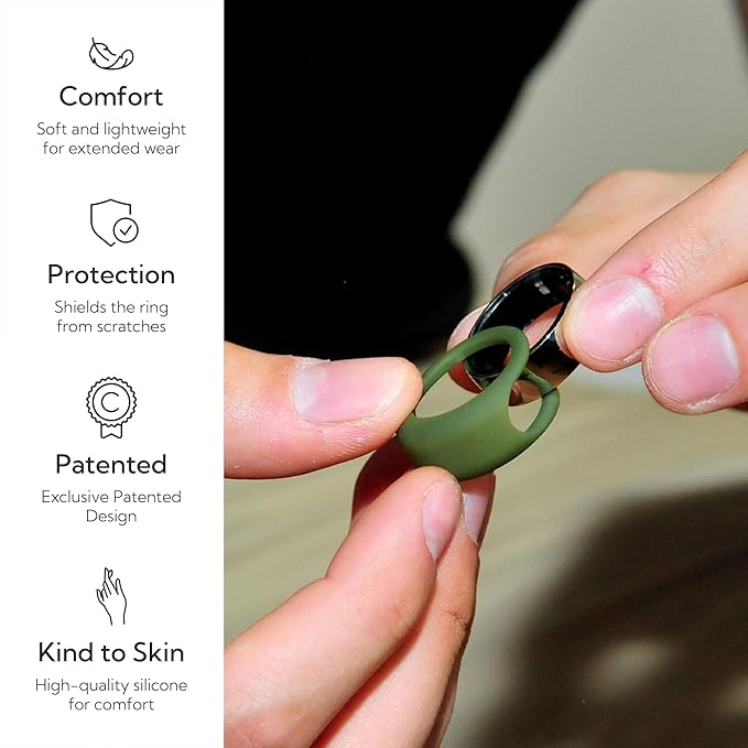 Rinfit Smart Ring Protector - Silicone Ring Enhancer for Active Lifestyle and Gym - StyleFit U.S. Design Patent - Green, Size 9