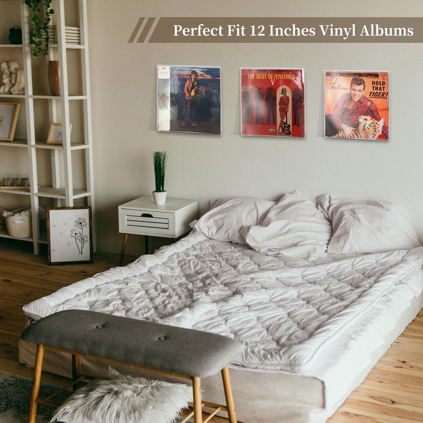 YSUFAGNR Vinyl Display Frame Floating Acrylic Album Frames 12.9 x 12.6 Inch Clear Wall Mount Display Holder for Single Lp Album Cover, 1 Piece