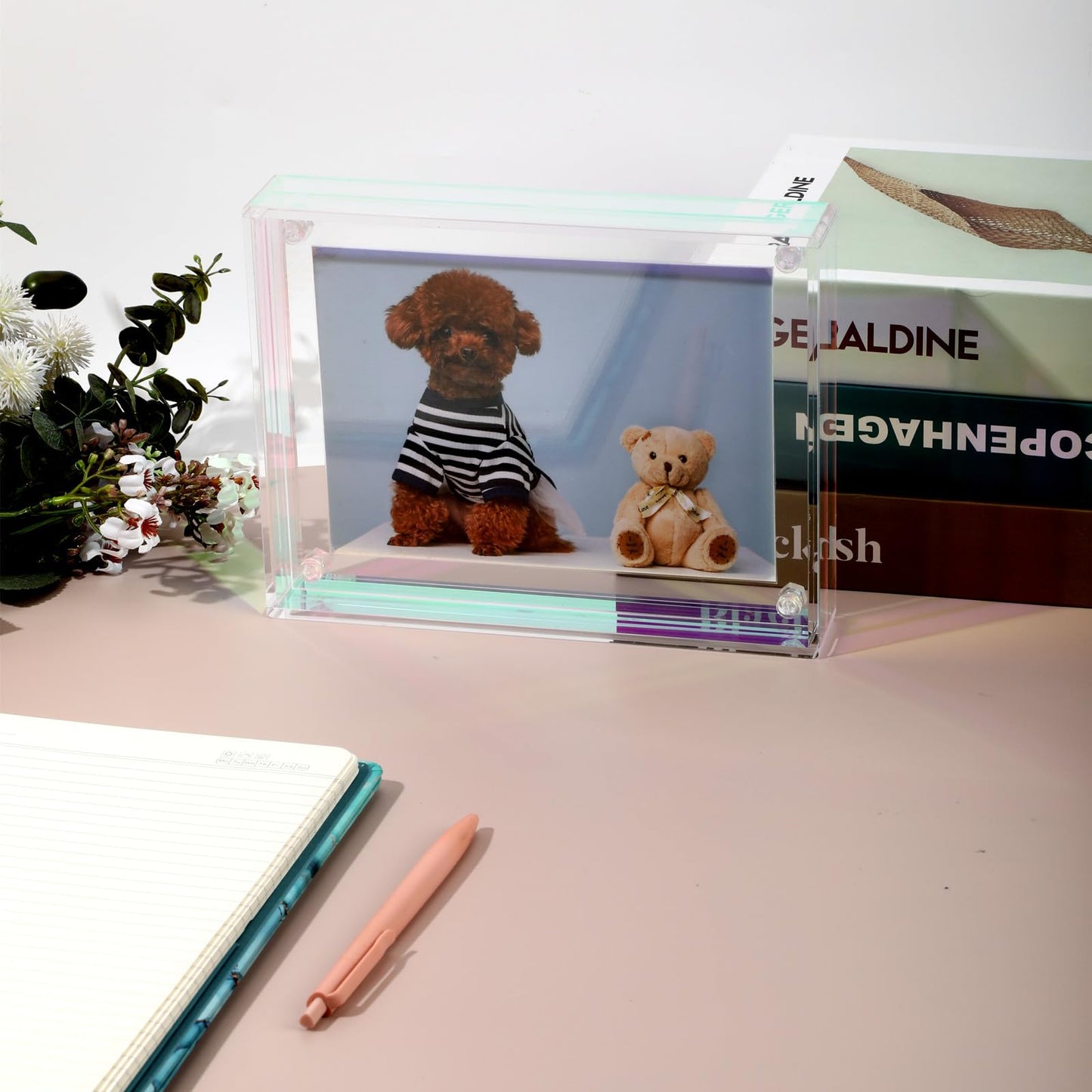 Gelite Acrylic 11X14 Picture Frame to Display 11x14 8x10 8.5x11 9x12 Pictures Mat-free Neon Floating Photo Frame for Wall and Tabletop, Iridescent Rainbow