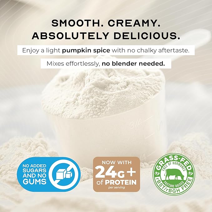 Muscle Feast Grass-Fed Whey Protein Isolate, All Natural Hormone Free Pasture Raised, Whey Isolate Protein Powder for Men and Women, Clean, Gluten-Free, Delicious Isolate Protein - Pumpkin Spice, 2lb