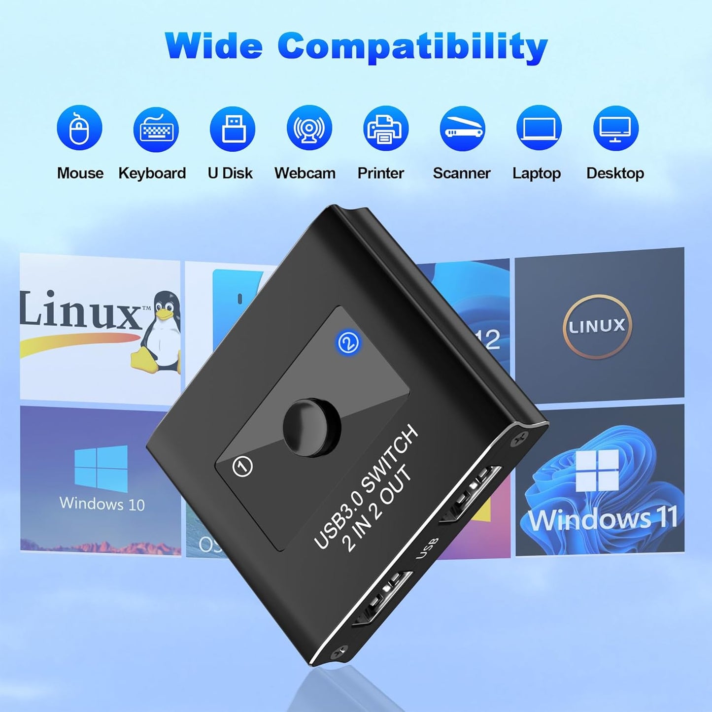 3.0 2 2 3.0 2 2 USB Switch, USB Switcher in Out, USB KVM Switch Selector, USB Switcher Computers Sharing Device