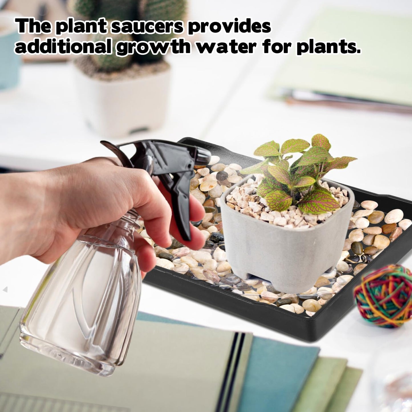 4 Pcs Bonsai Humidity Plant Tray Drip Trays, Plastic Plant Pots Saucers Drainage Trays Square Plants Water Catcher Tray for Indoors Outdoors Cactus Succulents Tree to Drain & Decorate (8.2" x 6.2")