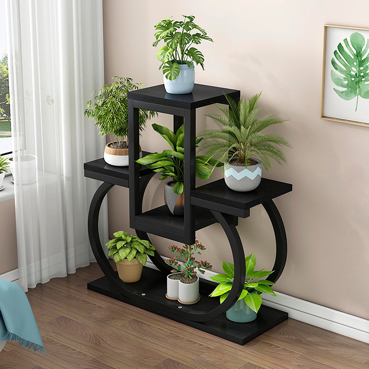 DJVHSRI 4-Tier Iron Flower Stand - Heart-Shaped Indoor Plant Display Rack Corner Storage for Garden Balcony and Courtyard - Stylish Metal Flower Pot Holder,4