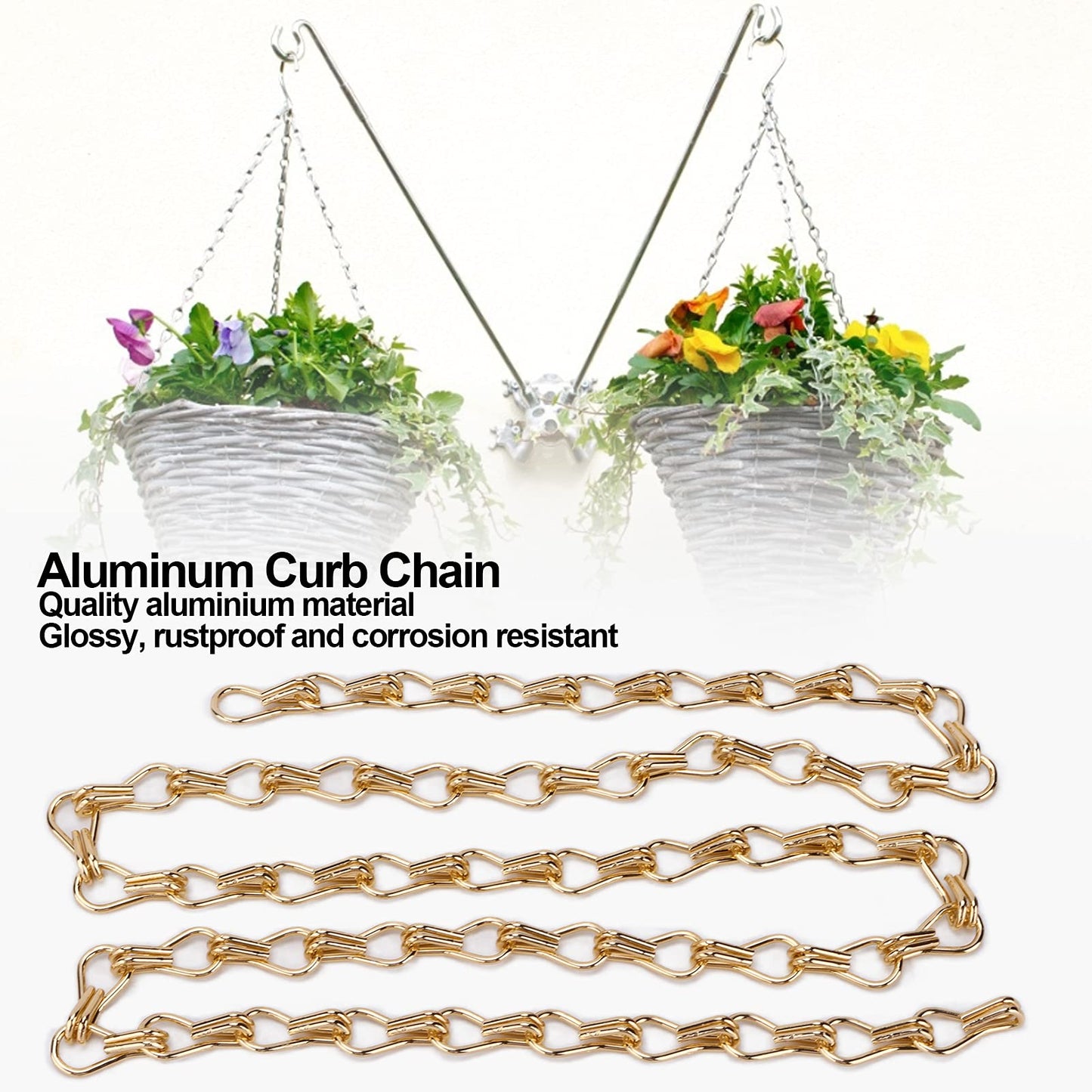 Watris Veiyi 2PCS Decorative Chain, Hanging Gold Chain, DIY Chandelier Decor Chain, Metal Chain for Home Office Decorative (2m/78.74in)
