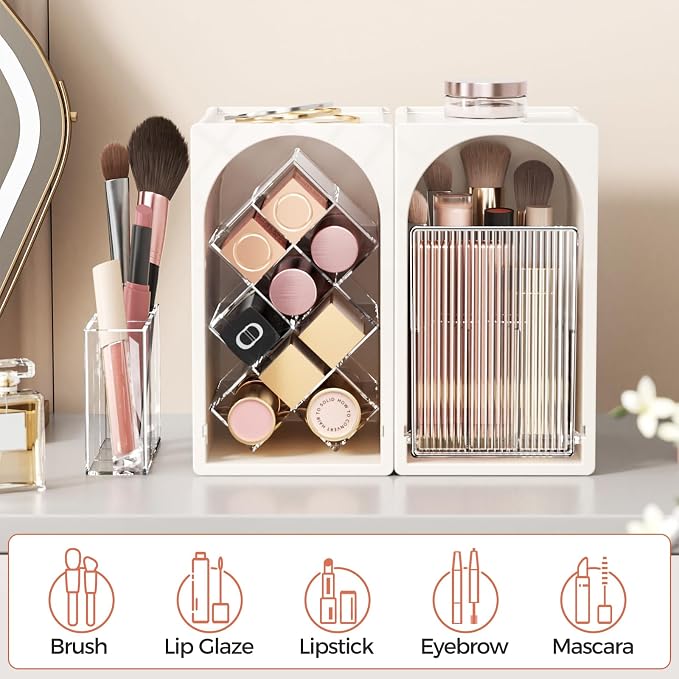 Modular Makeup Organizer, Clear Acrylic Cosmetic Storage Box with Drawer, Vanity Countertop Organizer for Makeup, Skincare and Beauty Accessories – Multiple Styles