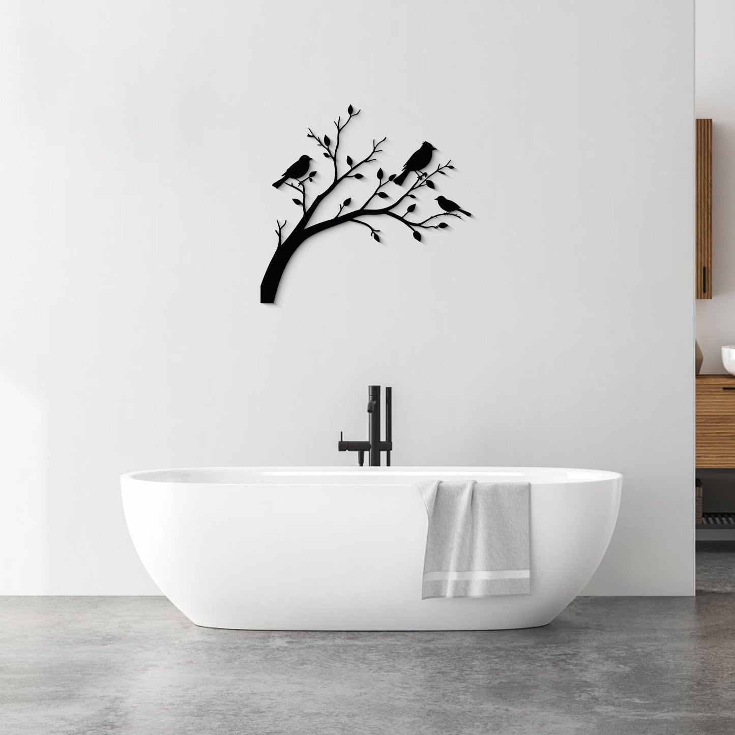 GlintHome Bird Black Metal Wall Art on Tree Branch Silhouette Bird Art Decor for Living Room Garden Bedroom Office Home Wall Decor 3D Textured Minimalist Sculpture