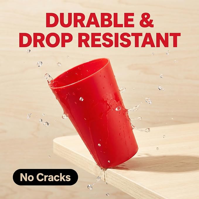 AOYITE Large Plastic Cups Reusable - 32 oz Water Tumblers Unbreakable Drinking Glasses set of 12 - BPA Free Dishwasher Safe Big Plastic Cups for Kids Kitchen Camping Party Outdoor